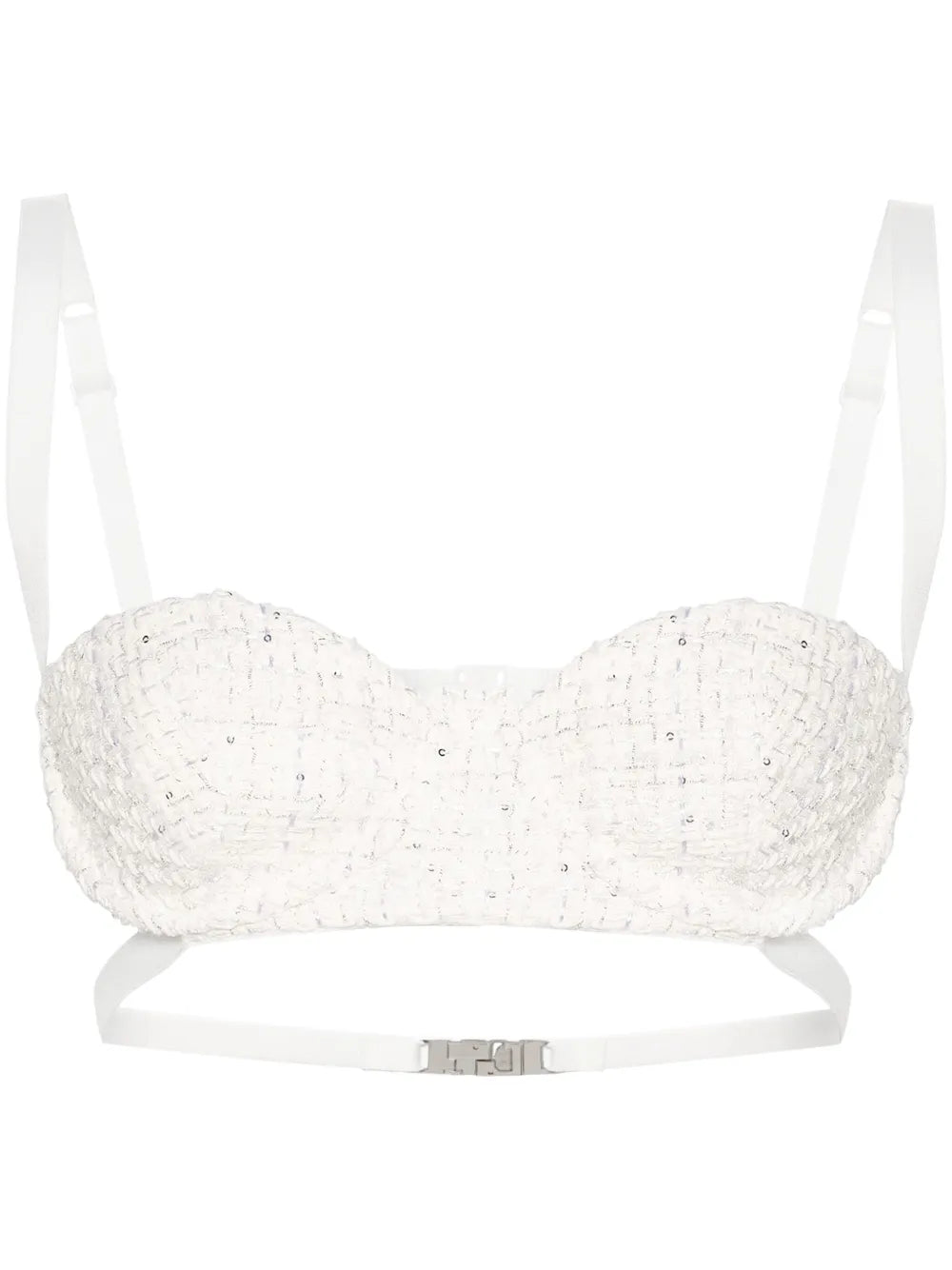 Sequin-Embellishment Tweed Bralette