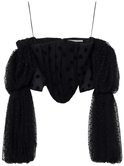 Polka-Dot Off-Shoulder Bustier Top