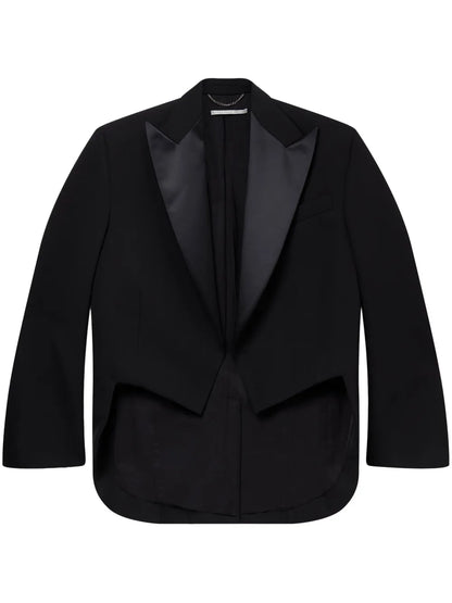 Cropped Wool Tuxedo Blazer