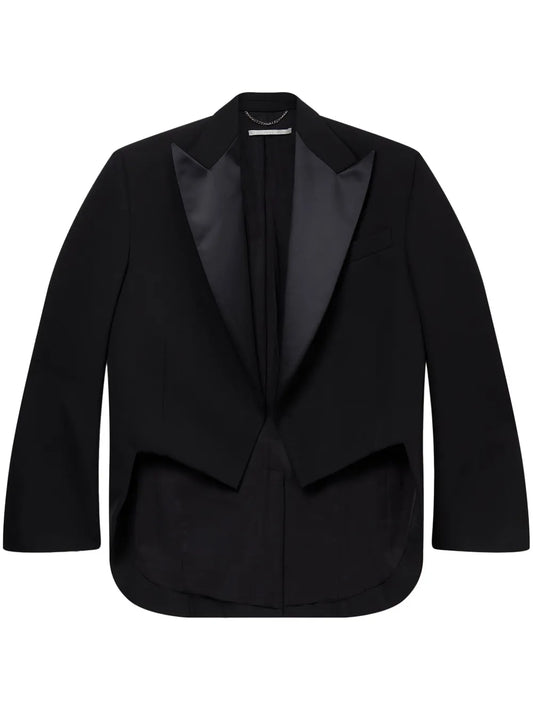 Cropped Wool Tuxedo Blazer