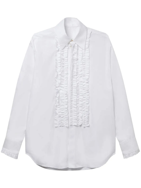 Ruffled-Detail Cotton Shirt