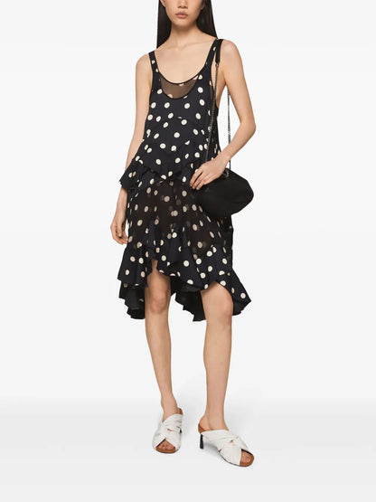 Polka Dot-Print Ruffled Dress