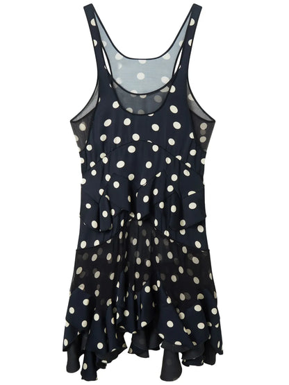Polka Dot-Print Ruffled Dress