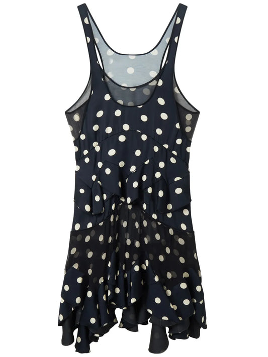 Polka Dot-Print Ruffled Dress
