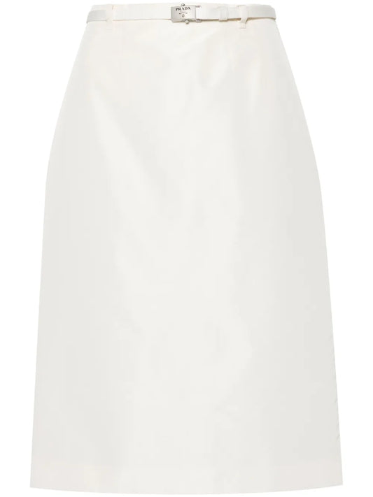 Logo-Buckle Straight Faille Skirt