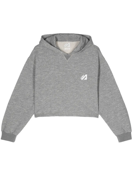 Logo-Flocked Cropped Hoodie