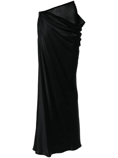 Asymmetric Silk Long Skirt
