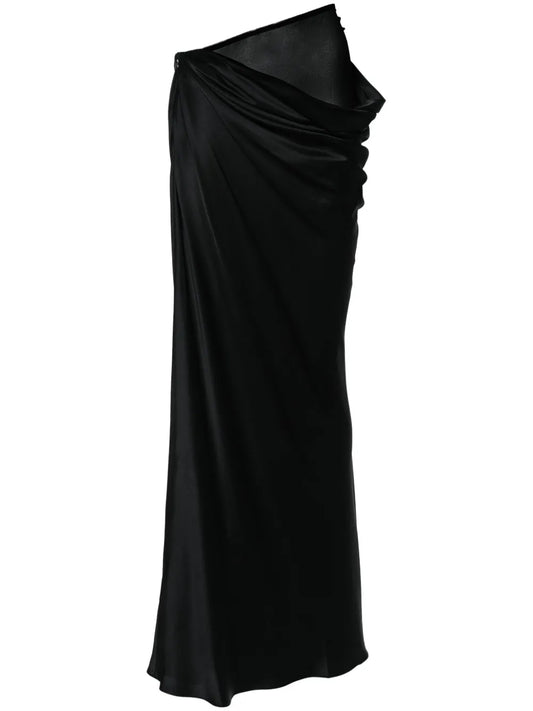 Asymmetric Silk Long Skirt