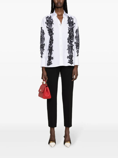Lace-Trim Cotton Shirt