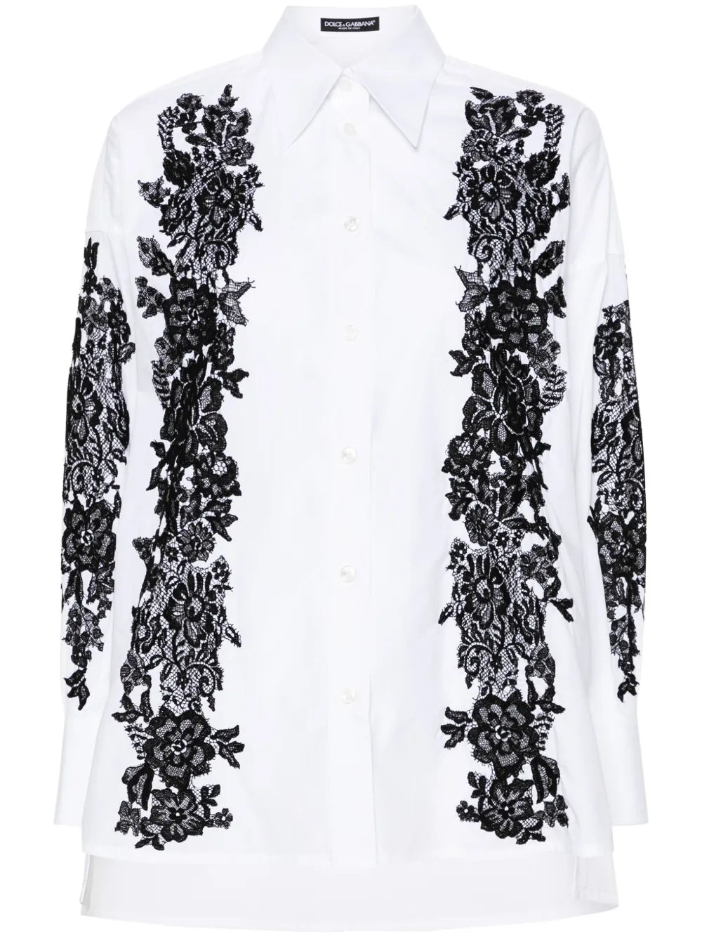 Lace-Trim Cotton Shirt