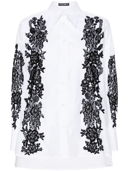 Lace-Trim Cotton Shirt