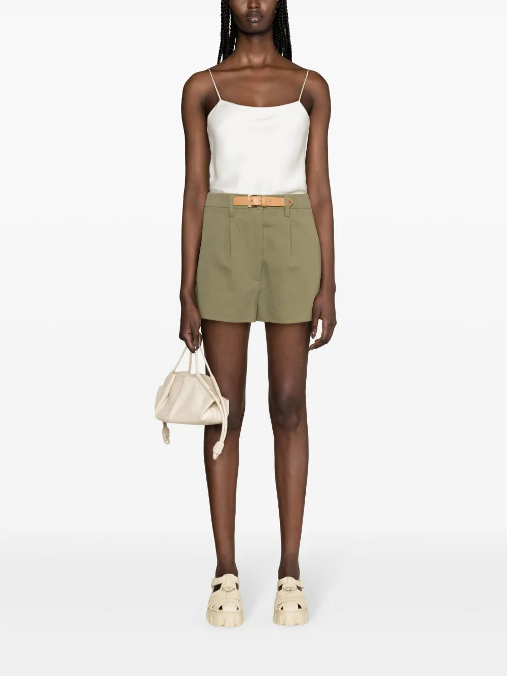 Belted Cotton-Blend Shorts