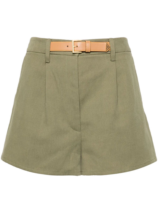 Belted Cotton-Blend Shorts