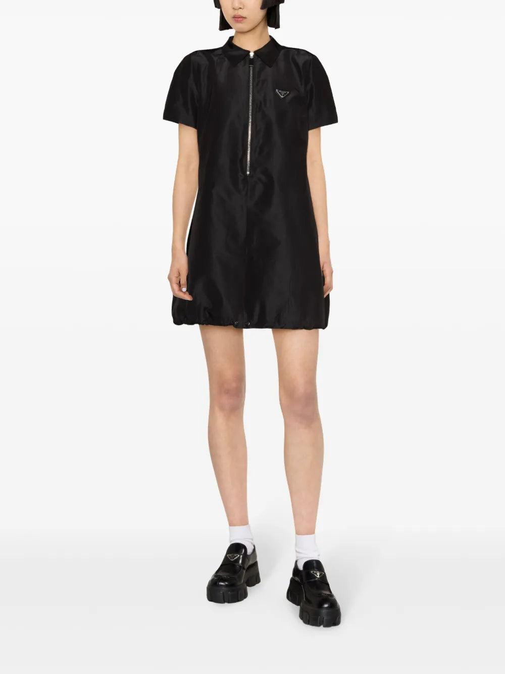 Logo-Enamel Zip-Up Shirt Minidress