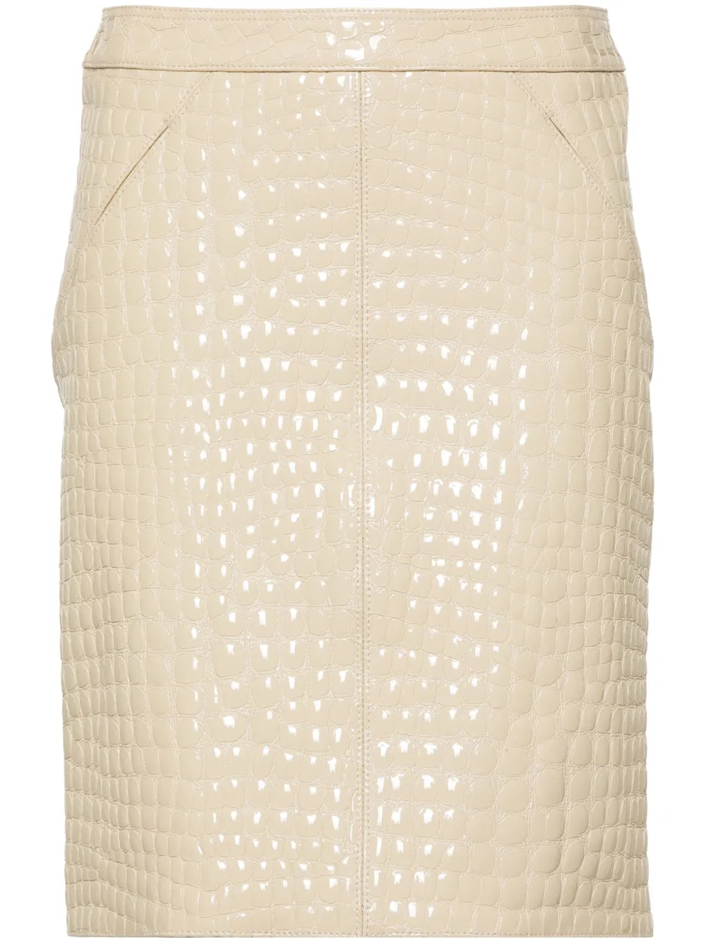 Patent Crocodile-Embossed Mini Skirt