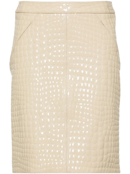 Patent Crocodile-Embossed Mini Skirt
