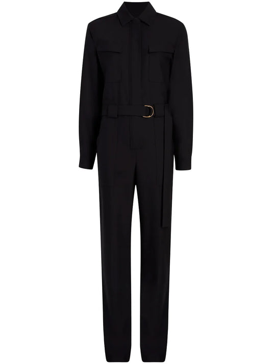 High-Neck Belted-Waist Jumpsuit
