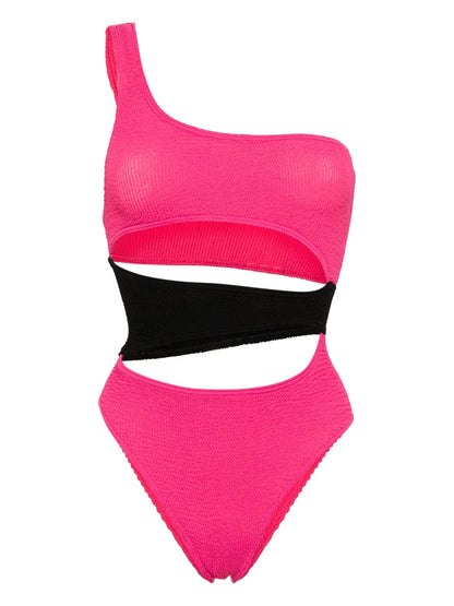 Splice Cut-Out Smocked Swimsuit