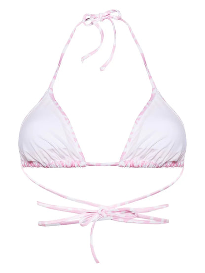Logo-Print Halterneck Bikini Top