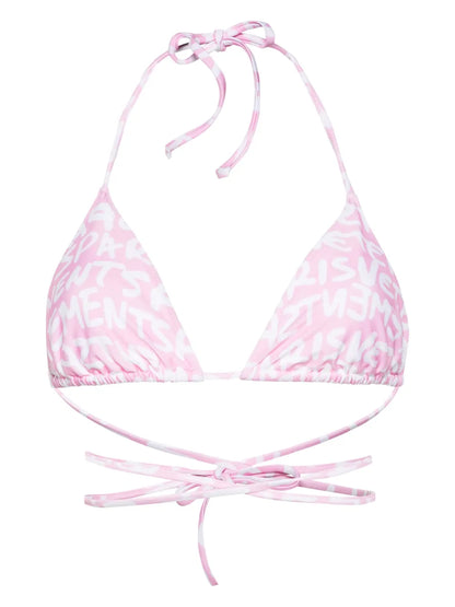 Logo-Print Halterneck Bikini Top