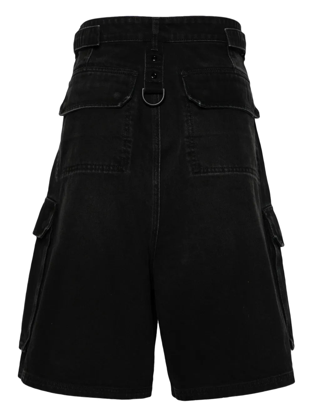 High-Rise Denim Cargo Shorts