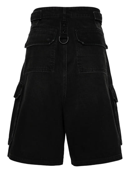 High-Rise Denim Cargo Shorts