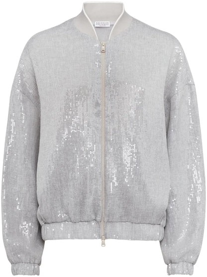 Sequin-Embellished Bomber Jacket