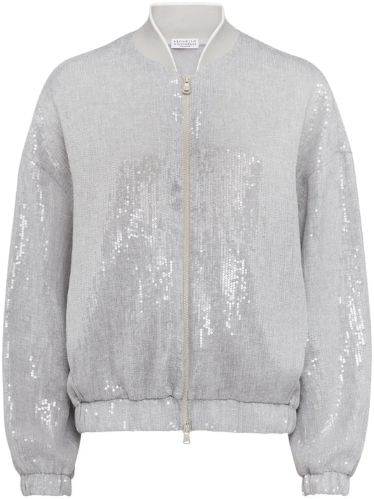 Sequin-Embellished Bomber Jacket