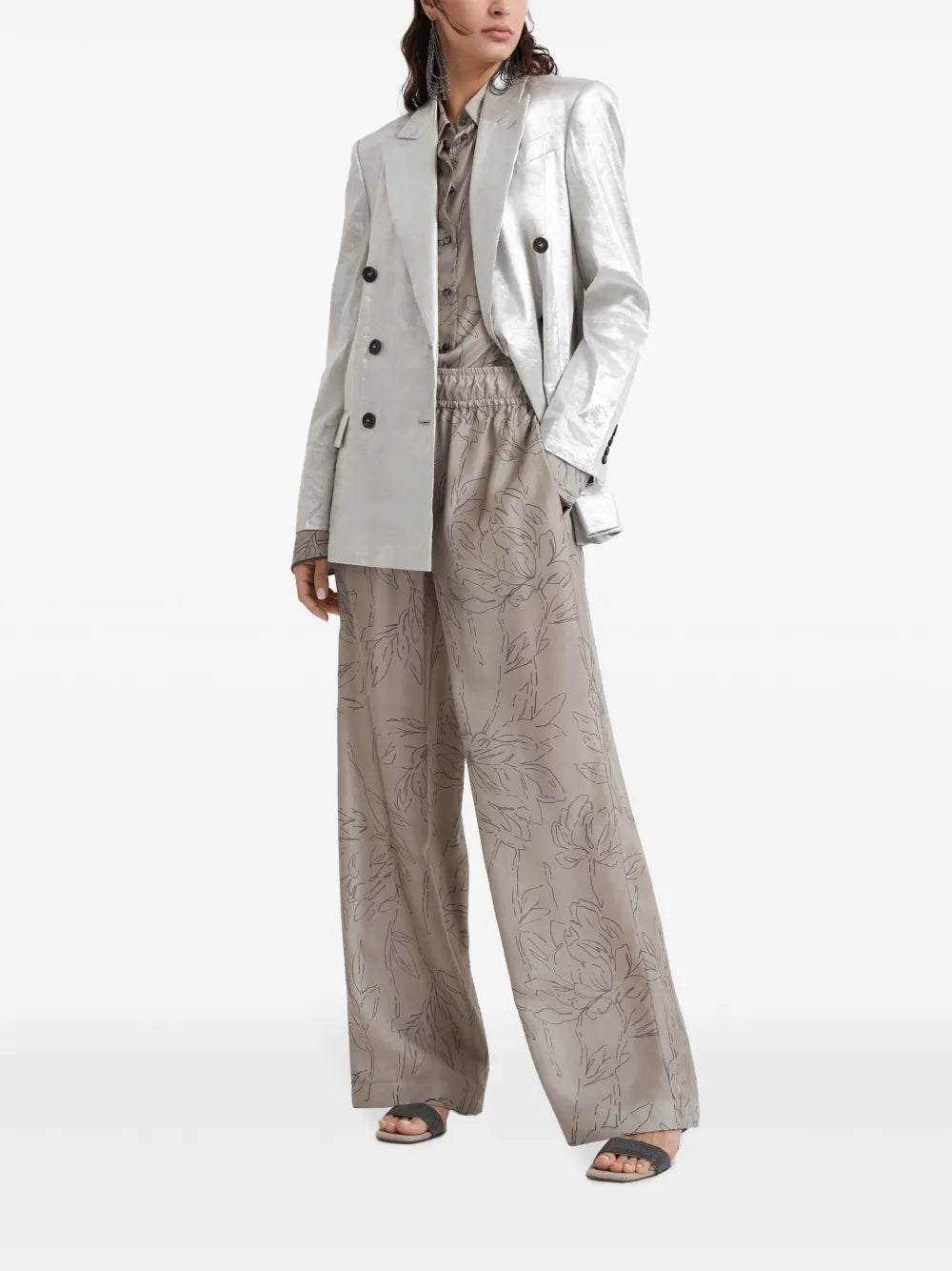 Metallic Double-Breasted Blazer