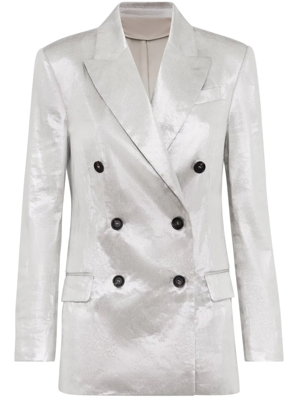 Metallic Double-Breasted Blazer