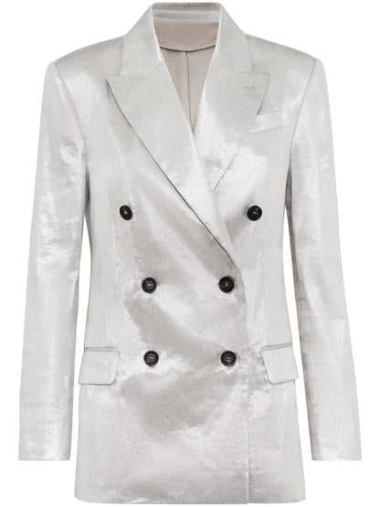 Metallic Double-Breasted Blazer