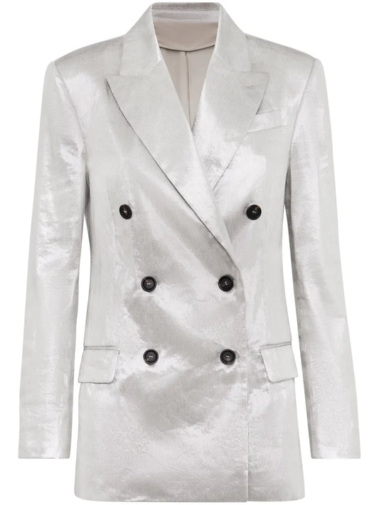 Metallic Double-Breasted Blazer