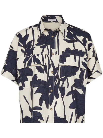 Leaf-Print Cotton Shirt
