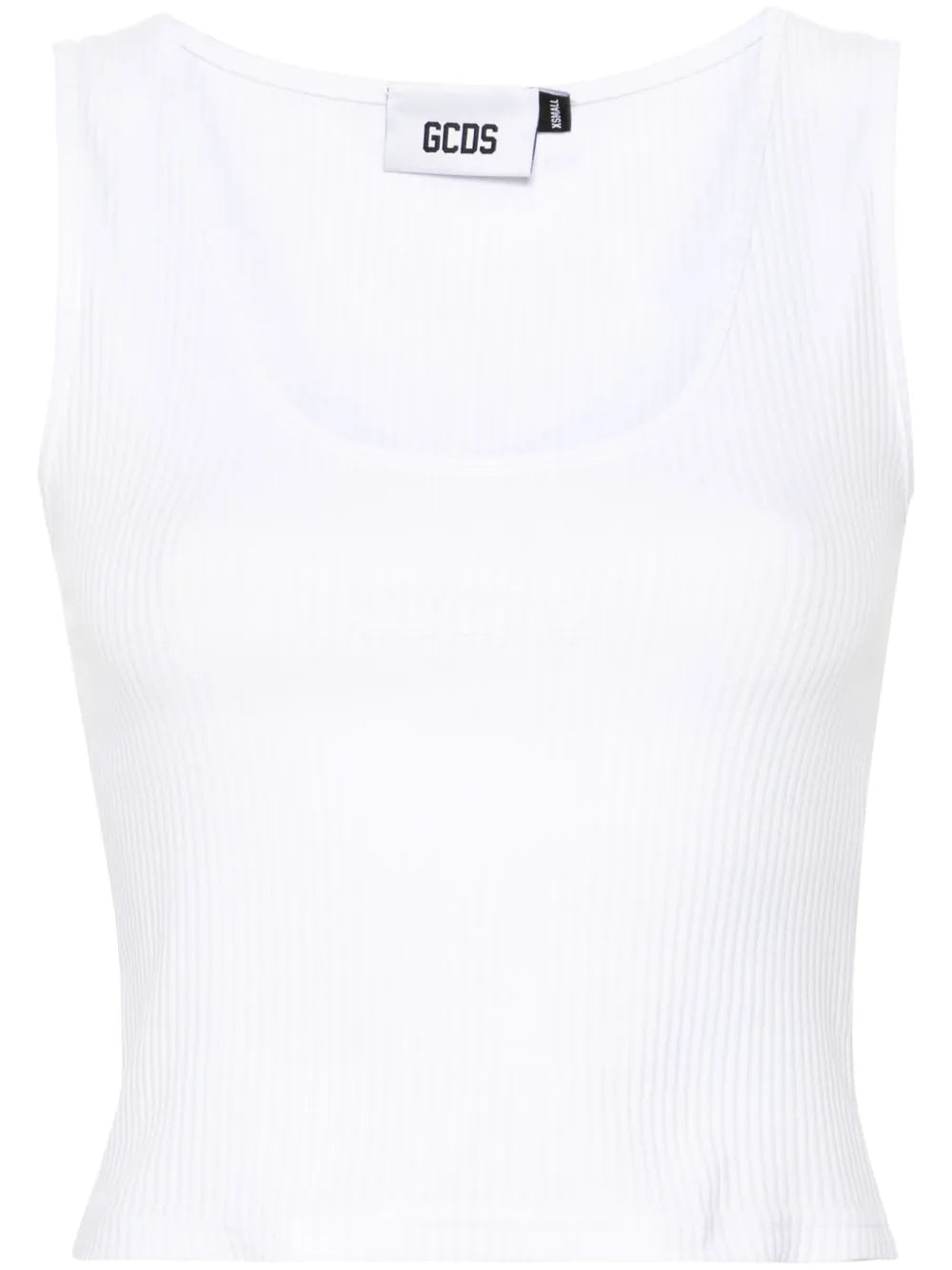 Sequinned-Logo Ribbed Top