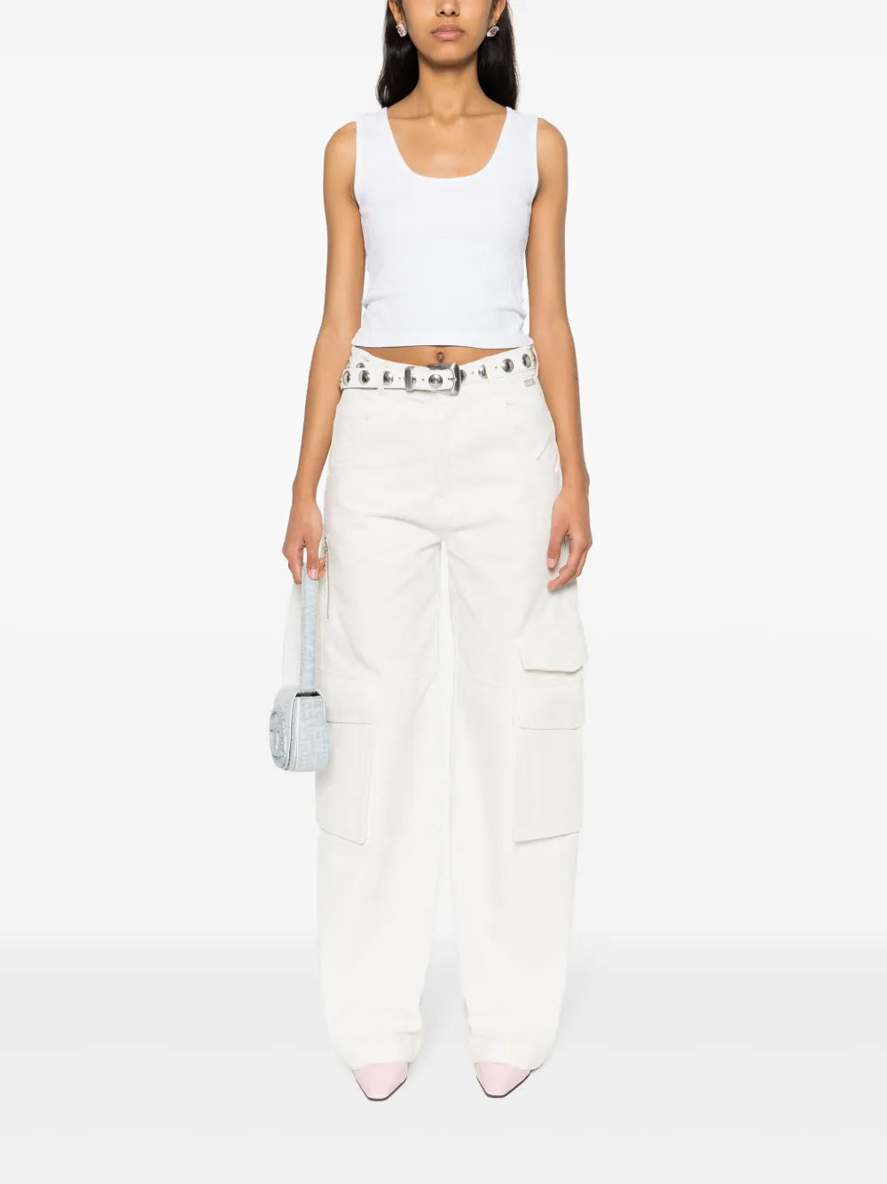 Sequinned-Logo Ribbed Top