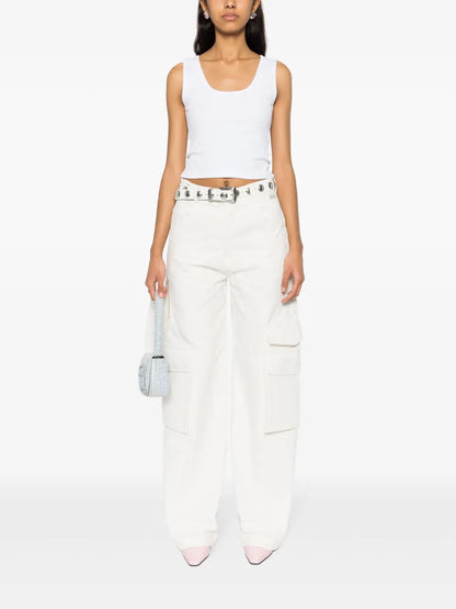 Sequinned-Logo Ribbed Top