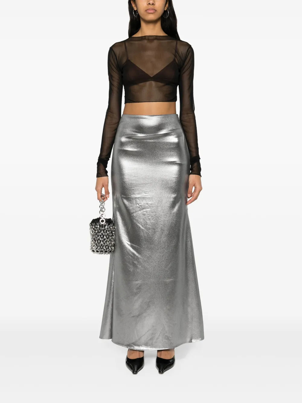 Semi-Train Metallic-Effect Maxi Skirt