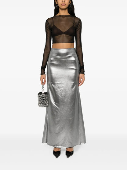 Semi-Train Metallic-Effect Maxi Skirt