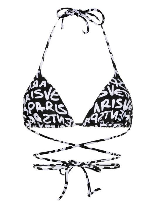 Logo-Print Triangle Bikini Top