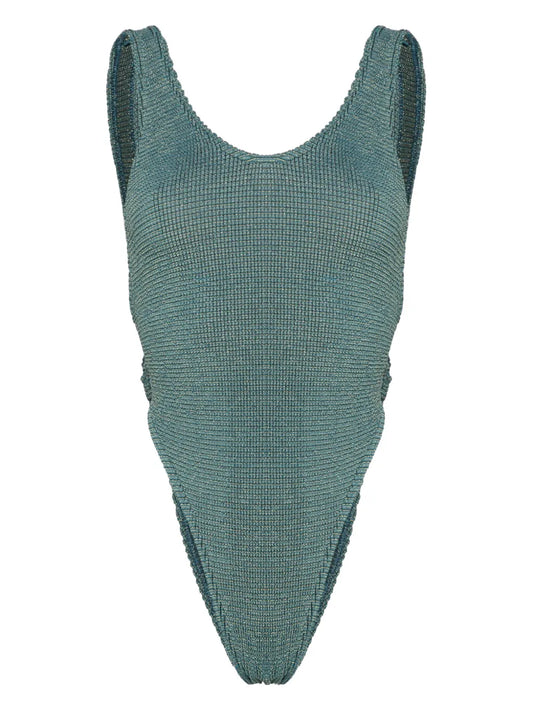 Alicia Ring-Detailing Seersucker Swimsuit