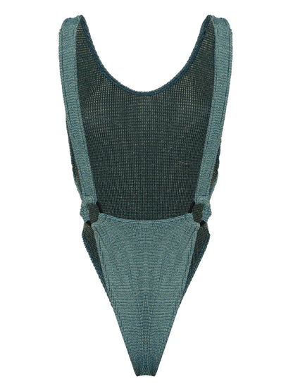 Alicia Ring-Detailing Seersucker Swimsuit