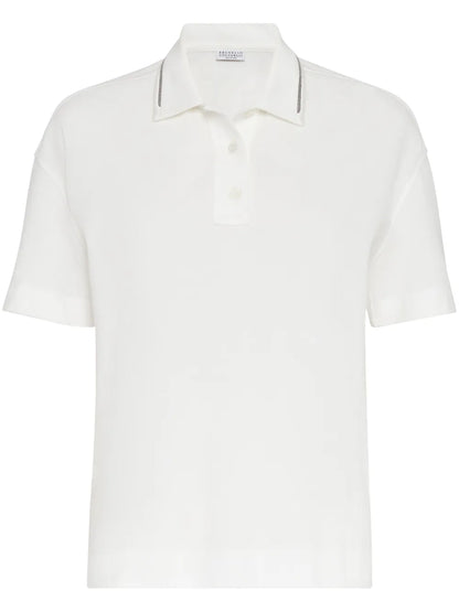 Monili Chain-Detailed Cotton Polo Shirt