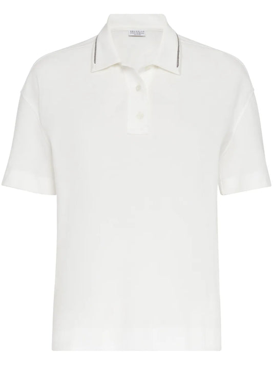 Monili Chain-Detailed Cotton Polo Shirt