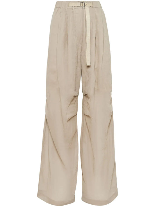 Belted Cotton-Organza Trousers