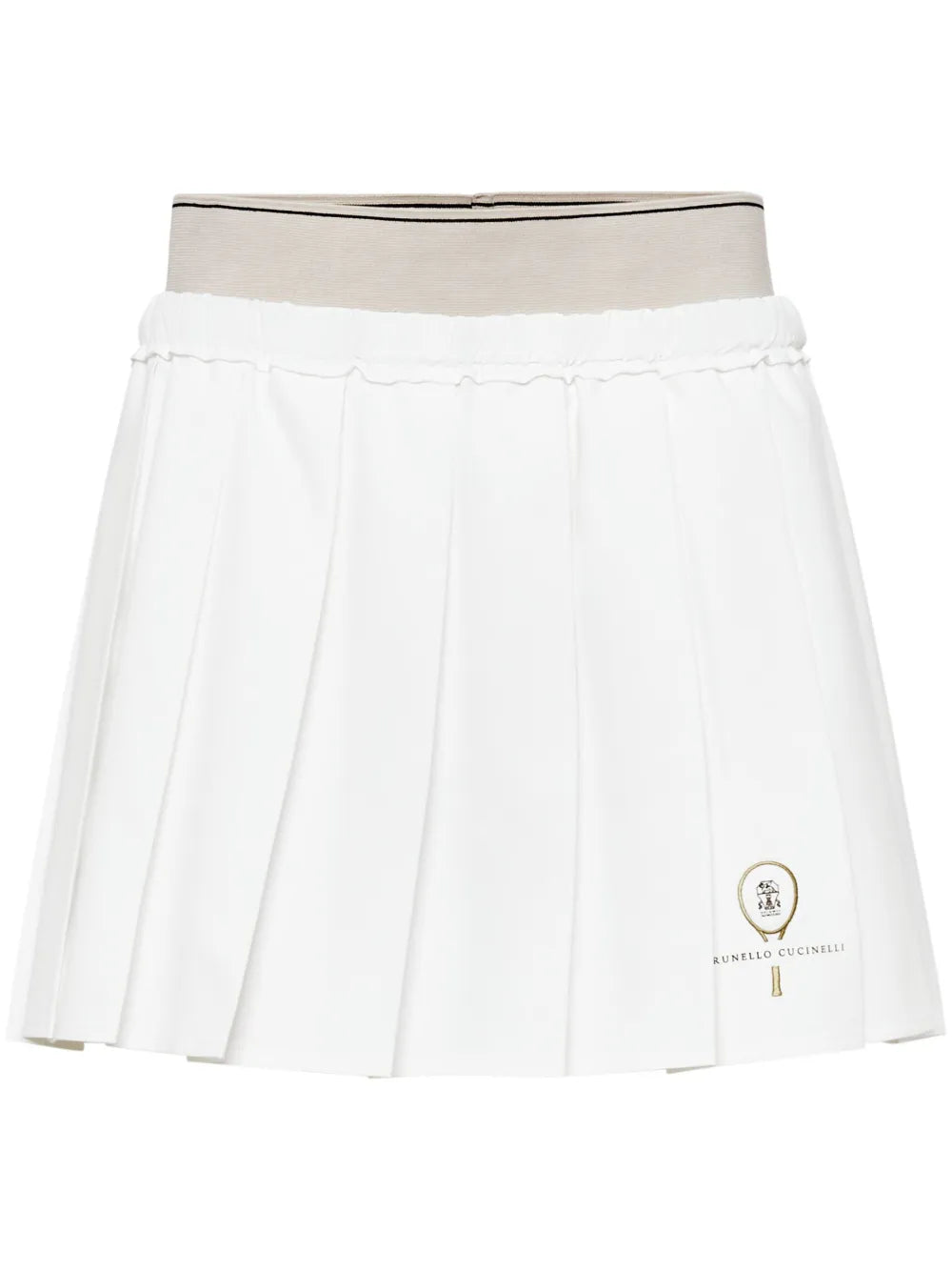 Logo-Embroidered Pleated Mini Skirt