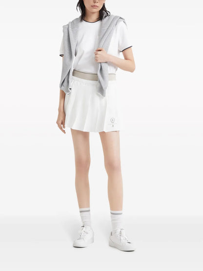 Logo-Embroidered Pleated Mini Skirt