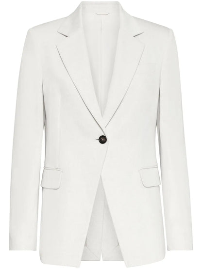 Gabardine-Weave Single-Breasted Blazer