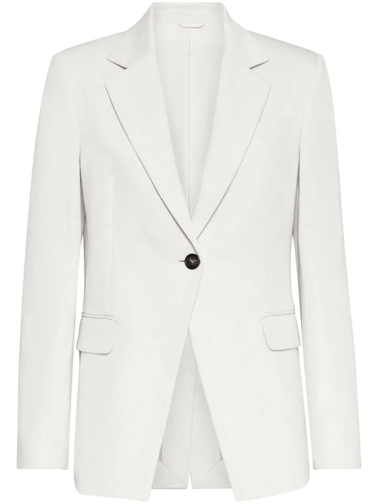 Gabardine-Weave Single-Breasted Blazer