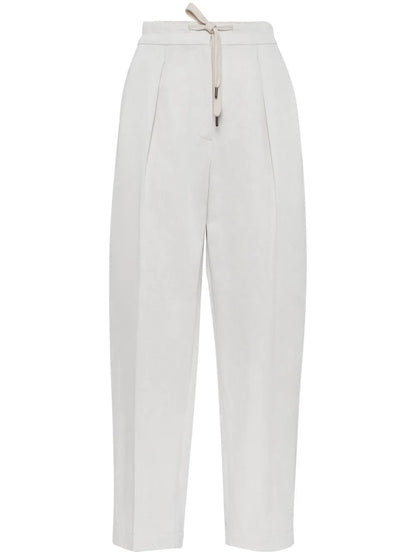 Straight-Leg Gabardine Trousers