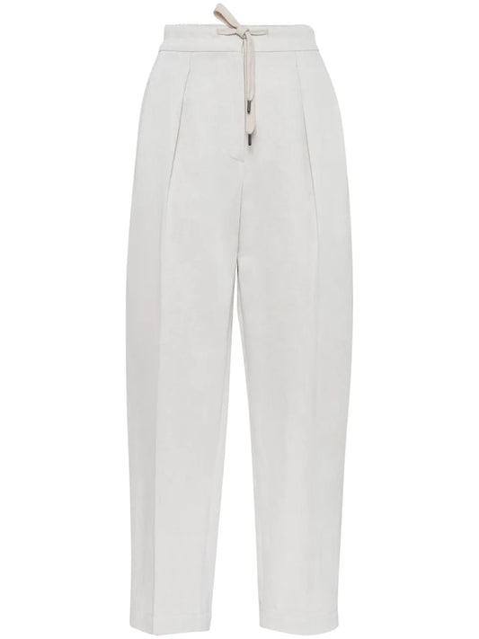 Straight-Leg Gabardine Trousers